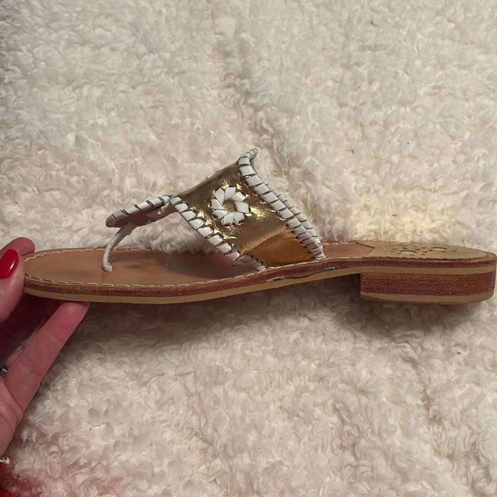 Jack Rogers Gold and White Women's Sandals - Picture 2 of 3